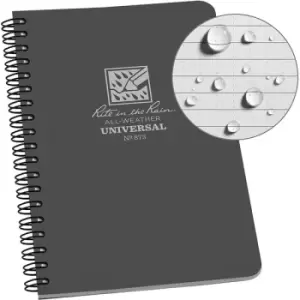 Rite in the Rain Universal Notebook, Side Spiral Bound, 4?" x 7" (32 Sheets) Grey / Grey