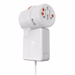 Oneadaptr TWIST PLUS+ World Adapter and 1x USB and Macbook Charge Adaptor - White