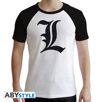 Death Note - L Symbol Mens Medium T-Shirt - White