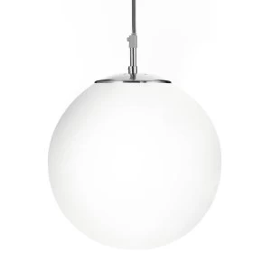 1 Light Globe Ceiling Pendant Satin Silver, Opal Glass, E27
