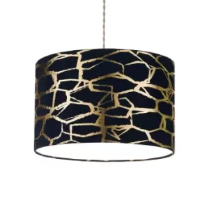 Navy Velvet with Gold Leaf Print Lampshade