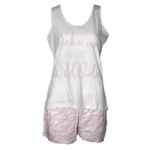 Forever Dreaming Womens/Ladies Wild Side Short Pyjama Set (L) (White/ Pink)
