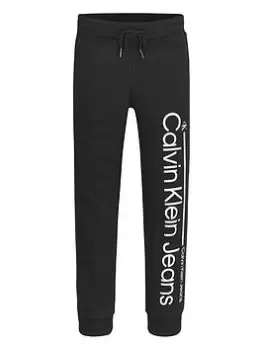 Calvin Klein Jeans Boys Inst. Lined Logo Sweatpants - Black, Size 14 Years