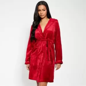 I Saw It First Luxury Fleece Dressing Gown - Red