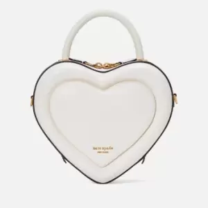 Kate Spade New York Womens Pitter Patter Smooth Leather 3D Heart Crossbody Bag - Cream