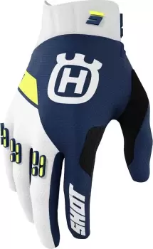 Shot Aerolite Husqvarna Limited Edition 2022 Motocross Gloves, white-blue-yellow, Size XL, white-blue-yellow, Size XL