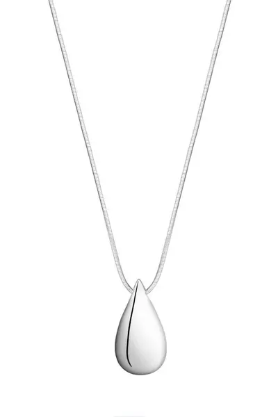 Recycled Sterling Silver Plated Teardrop Necklace - Gift Pouch