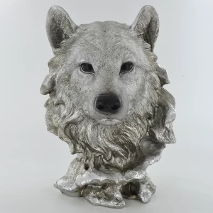 Antique Silver Wolf Head Ornament