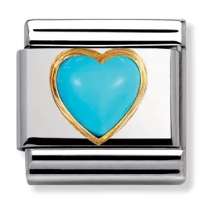 Nomination CLASSIC Gold Turquoise Heart Stones Charm 030501/06