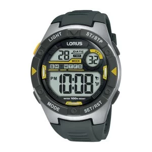 Lorus R2397MX9 Men Digital Watch with Charcoal Grey Soft Silicone Strap