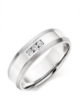 Beaverbrooks 9Ct White Gold Diamond Mens Wedding Ring
