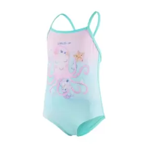 Speedo Endurance Digital Thinstrap Swimsuit Infants Mint/Pink 2 Years
