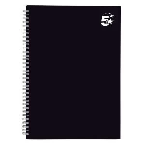 5 Star Notebook Wirebound Hard Cover Ruled 80gsm A4 Black Pack 5