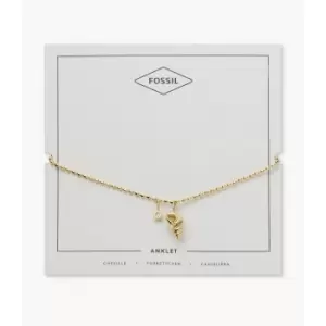 Fossil Womens Drew All Stacked Up Gold-Tone Stainless Steel Chain Anklet - Gold
