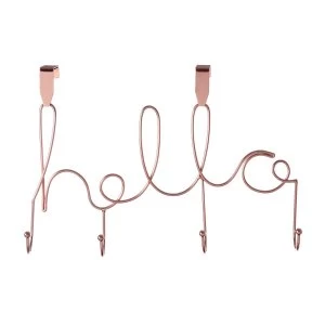 Premier Housewares Hello 4 Hook Over The Door Hanger - Rose Gold