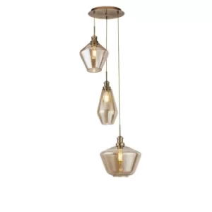 Mia 3 Light Cluster Drop Ceiling Pendant Champagne Glass