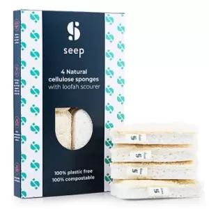 Seep Compostable Sponge With Loofah Scourer - 4 Pack
