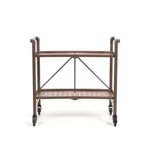 Cosco Intellifit Outdoor/Indoor Folding Serving Cart With 2 Slatted Shelves - Sandy Brown