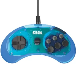 Blue Retro-Bit Sega Mega Drive Mini 6-B USB Controller
