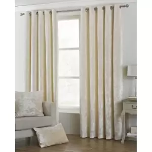 Riva Home Verona Velvet Style Eyelet Curtains (90 x 72" (229 x 183cm)) (Oyster) - Oyster
