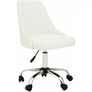Brent Off-White Leather Effect Home Office Chair - Premier Housewares