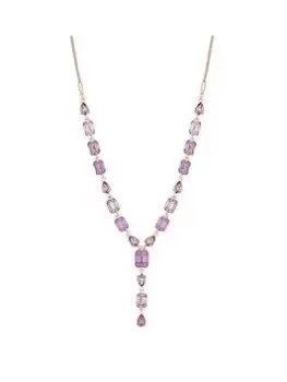 Mood Rose Gold Iris And Light Amethyst Open Mixed Stone Y Drop Necklace, Rose Gold, Women