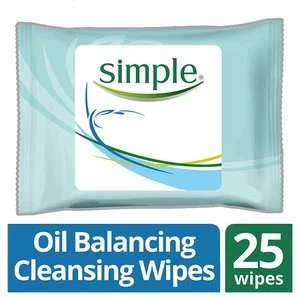 Simple Clear Skin Oil Balancing Cleansing Wipes 25s