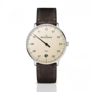 MeisterSinger Neo Automatic NE903N Ivory Dial Brown Leather Strap Mens Watch