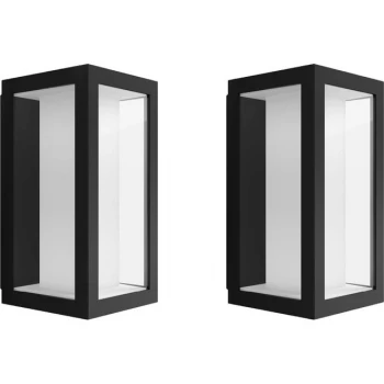 Philips Hue Impress Slim White & Colour Ambiance LED Smart Outdoor Wall Light Double Pack