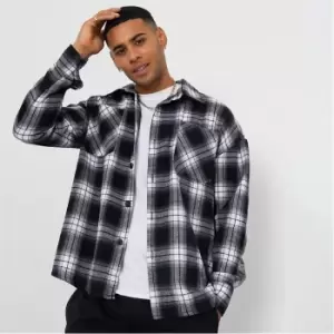 I Saw It First Mens Check Oversized Shacket - Black