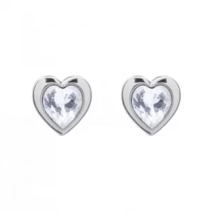Ted Baker Ladies Silver Plated Crystal Heart Stud Earrings