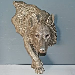 Antique Silver Large Wolf Wall Art