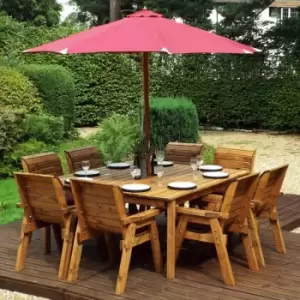 8 Seater Square Table Set with 8 x Chairs - Burgundy Accessory Set - Burgundy Accessory Set