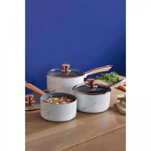 Tower Marble and Rose Gold 3 Piece Saucepan Set