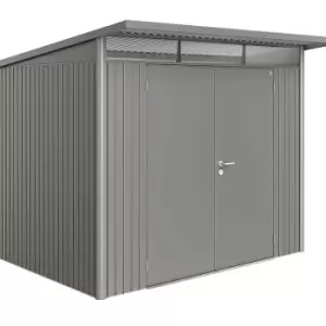 Biohort AvantGarde Double Door Metal Garden Shed 8ft5 x 7ft2 A5 - Metallic Quartz Grey