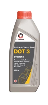 DOT 3 Synthetic Brake & Clutch Fluid - 1 Litre BF1L COMMA
