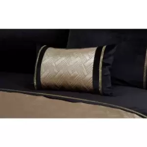 Capri Gold Black 30x50cm Boudoir Filled Cushion Bed/Sofa Accessory Velvet - Black