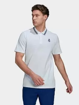 adidas Real Madrid Polo Shirt, White, Size L, Men