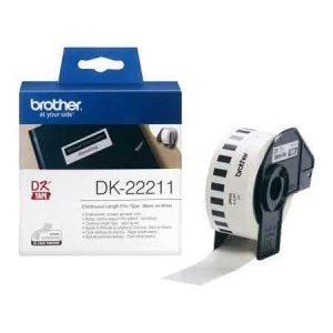 Brother DK22211 Continuous Film Tape 29mm x 15.24m Black on White