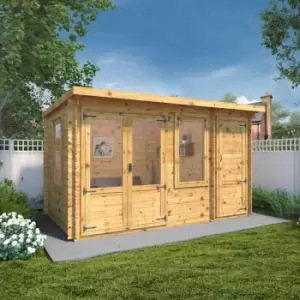 Mercia 4.1m x 2.4mm Pent Log Cabin With Side Shed - 19mm