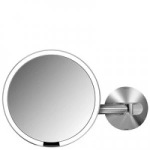 simplehuman Sensor Mirrors 5 x Magnification Wall Mounted 20cm Sensor Mirror: Round, Brushed Stainless Steel, Rechargeable
