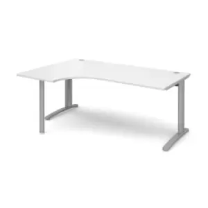 Office Desk Left Hand Corner Desk 1800mm White Top With Silver Frame 1200mm Depth TR10 TBEL18SWH