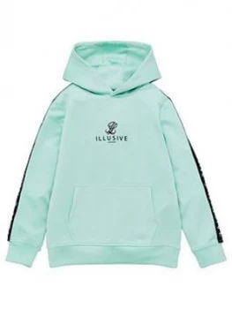 Illusive London Boys Taped Overhead Hoodie - Mint, Mint, Size 11-12 Years