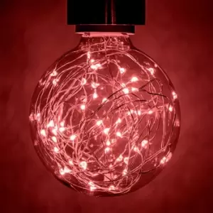 Prolite LED G95 Globe 1.7W B22 Star Effect Funky Filaments Red Clear Polycarbonate