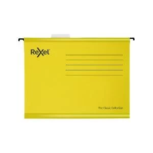Rexel Classic Suspension Files Foolscap Yellow Pack of 25 2115593
