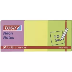 Tesa Neon Notes 3 x 80 Sheets Pink/Yellow/Green 40 x 50 mm
