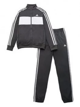 Adidas Boys Dmh 3 Stripe Full Zip Hoodie Jogger Set - Grey