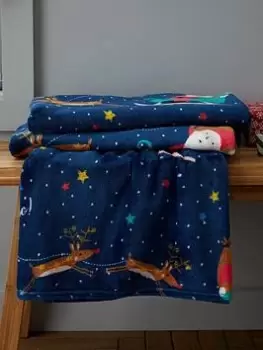 Catherine Lansfield Kids Santas Christmas Wonderland Blanket Throw - Multi