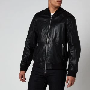 Armani Exchange Leather Blouson Bomber Jacket Black Size L Men