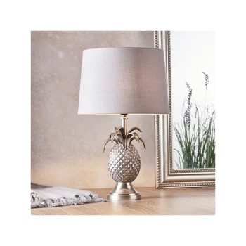 Endon Lighting Pineapple & Mia - Table Lamp Pewter Plate & Charcoal Linen 1 Light IP20 - E27